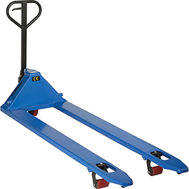 Picture of Global Industries 988943 Premium Extra-Long Fork Pallet Jack Truck&#44; 27 x 78 in. - 4400 lbs - Blue
