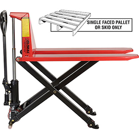 Picture of Global Industries 988944 Manual High-Lift Skid Jack Truck&#44; 2200 lbs - 20.5 x 45 in. Forks - Red