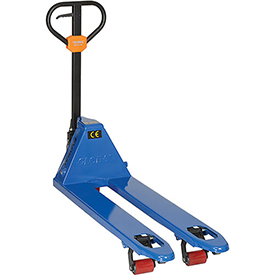 Picture of Global Industries 988945 Premium Narrow Aisle Pallet Jack Truck&#44; 18 x 48 in. Forks - 5500 lbs - Blue