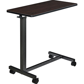 436910 Overbed Table with H-Base, Walnut Laminate Tabletop