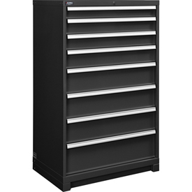 298470BK Modular Drawer Cabinet, 8 Drawers with Lock Without Dividers, 36 x 24 x 57 in. - Black