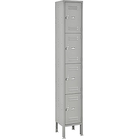 Lockers Four Tier 12 x 15 x 18 in. 4 Door Ready To Assemble Gray