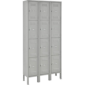 Lockers Four Tier 12 x 15 x 18 in. 12 Door Ready To Assemble Gray