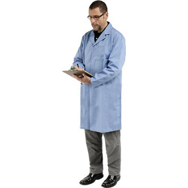 Unisex Microstatic ESD Lab Coat - Blue - Large - Static Dissipative