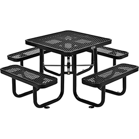 695501BK 36 in. Square Expanded Metal Picnic Table - Black