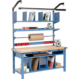 244183B Complete Electronic Packaging Workbench Maple Butcher Block Square Edge - 60 x 30 in.