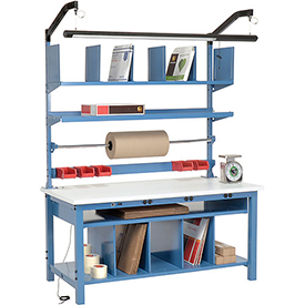244187B Complete Electronic Packaging Workbench ESD Square Edge - 60 x 30 in., White