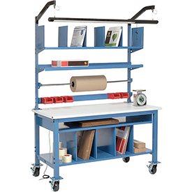 Complete Mobile Packaging Workbench ESD Safety Edge - 60 x 30 in., White