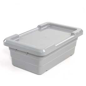 Cross Stack & Nest Storage Tote, 25-1/8 in L x 16 in W x 8-1/2 in H, Gray, Plastic