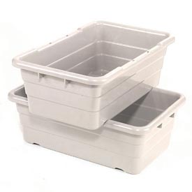 Cross Stack & Nest Storage Tote, 25-1/8 in L x 16 in W x 8-1/2 in H, White, Plastic
