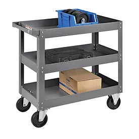 3-Shelf Steel Stock Cart - Gray - 30 x 16 in. - 800 lbs Capacity