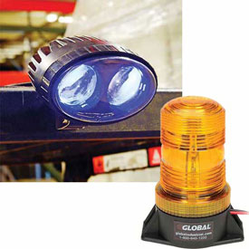 2 Forklift LED Pedestrian Warning Lights Plus 1 LED Amber Strobe Light Combo Kit