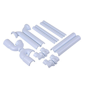 Full Cover Kit, Straight Grid Drain, Two Supply Line & Valve Covers, White