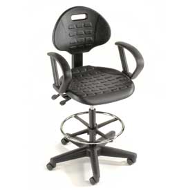 250627 Ergonomic Stool with Arms - Polyurethane - 5 Way Adjustment, Black