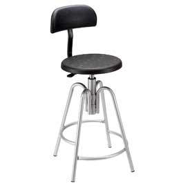 250789 Shop Stool with Backrest - Polyurethane - Black