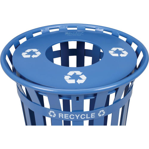 261CP799 Flat Lid - 36 gal Blue with Recycle Logos