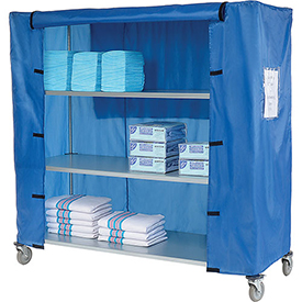 Picture of Global Industries 436941 Nexel Galvanized Steel Linen Cart with Nylon Cover&#44; 4 Shelves - 60 x 18 x 80 in.