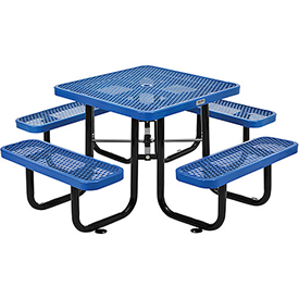 695501BL 36 in. Square Expanded Metal Picnic Table, Blue