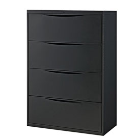 Interion 36 in. Premium Lateral File Cabinet 4 Drawer, Black