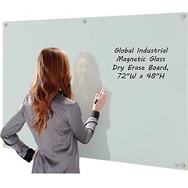 Magnetic Glass Whiteboard - 72 x 48 in. - White