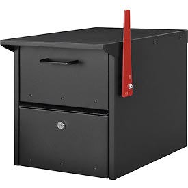 493409BK Residential Mailbox 12.5 x 13.63 x 18.25 in. Front & Rear Access Locking Door, Black