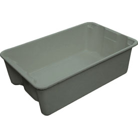 Stack & Nest Storage Tote, 19-3/4 in L x 12-1/2 in W x 6 in H, Gray, Fiberglass, 10 PK