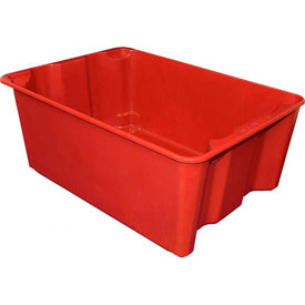 Stack & Nest Storage Tote, 24-1/4 in L x 14-3/4 in W x 8 in H, Red, Fiberglass, 5 PK