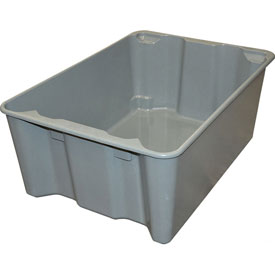 Stack & Nest Storage Tote, 25-1/4 in L x 18 in W x 10 in H, Gray, Fiberglass, 5 PK