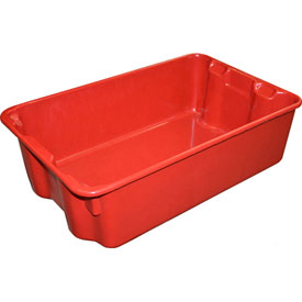 Stack & Nest Storage Tote, 19-3/4 in L x 12-1/2 in W x 6 in H, Red, Fiberglass, 10 PK