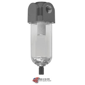 B601954 Mini Particulate Filter, Poly Bowl, 0.25 in. Npt, 150 PSI - Black