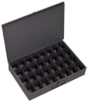 Steel Compartment Box Rack - Gray - 20 x 15.75 x 15 in. - Includes 4 Boxes - Durable Design