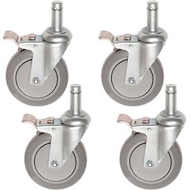 Stem Casters 5 in. Polyurethane Wheels, All 4 with Brakes - 1200 lbs - Set of 4