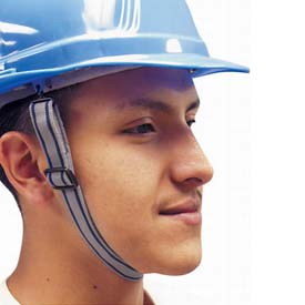 B605344 Vulcan Hard Hat Chin Straps, 12 Per Pack - Gray with Blue Trim
