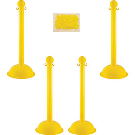 B549236 Plastic Stanchion Kit - Yellow - 30 ft. of 2 in. HD Chain with C-Hooks - Pack of 4