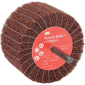 Interleaf Flap Wheel, 3" Dia, Center Hole, Aluminum Oxide, P180 Grit, Non-Woven Type, CB-ZS
