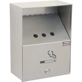 238068 Stainless Steel Wall Mount Outdoor Ashtray, 9 x 5 x 13 in.