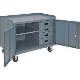 48 x 26 in. 4 Drawer Mobile Cabinet Bench - Gray