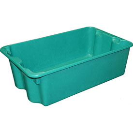 Stack & Nest Storage Tote, 24-1/4 in L x 14-3/4 in W x 8 in H, Green, Fiberglass, 10 PK