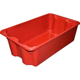 Stack & Nest Storage Tote, 24-1/4 in L x 14-3/4 in W x 8 in H, Red, Fiberglass, 10 PK