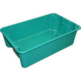 Stack & Nest Storage Tote, 19-3/4 in L x 12-1/2 in W x 6 in H, Green, Fiberglass, 10 PK