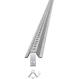 B1891780 U-Channel Sign Post, 8 ft., 1.12 lbs ft., Galvanized Post, Holes 30 in. Down Post