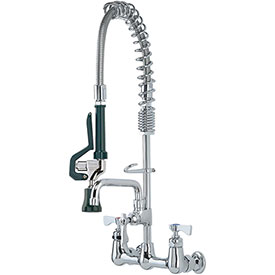 Picture of Krowne B2169804 Royal Series 8 in. Space Saver Pre-Rinse with Faucet&#44; 8 in. Spout&#44; Wall Mount Low Lead