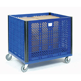 Picture of Global Industries 603087C Easy Assembly Vented Wall Bulk Container with Casters&#44; 39.25 x 31.5 x 29 in. - Blue