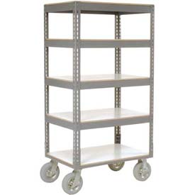 Picture of Global Industrial 330415 Easy Adjust Boltless 5 Shelf Truck with Laminate Shelves&#44; 36 x 18 in. - Pneumatic Casters