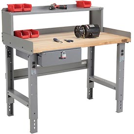Maple Butcher Block Workbench - Gray - 48 x 30 in. - Adjustable Height
