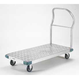 Picture of Global Industrial 241590 56 x 42 in. Aluminum Diamond Deck Platform Truck&#44; 1000 Lbs Capacity 5 in. - Polyurethane Casters