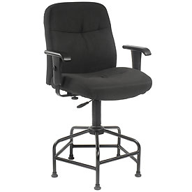 Fabric Big and Tall Stool with Arms - Black