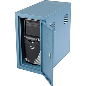 Picture of Global Industrial 253700BL Security Computer CPU Enclosed Cabinet Side Car - Blue