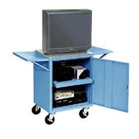 Global Industrial 237368-BL Blue Side Shelves for Security Audio Visual Cart, Set of 2
