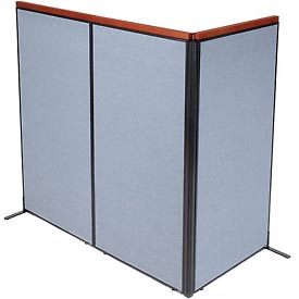 Picture of Global Industrial 695080BL Deluxe Freestanding 3-Panel Corner Room Divider&#44; 36.25 x 73.5 in. Panels&#44; Blue